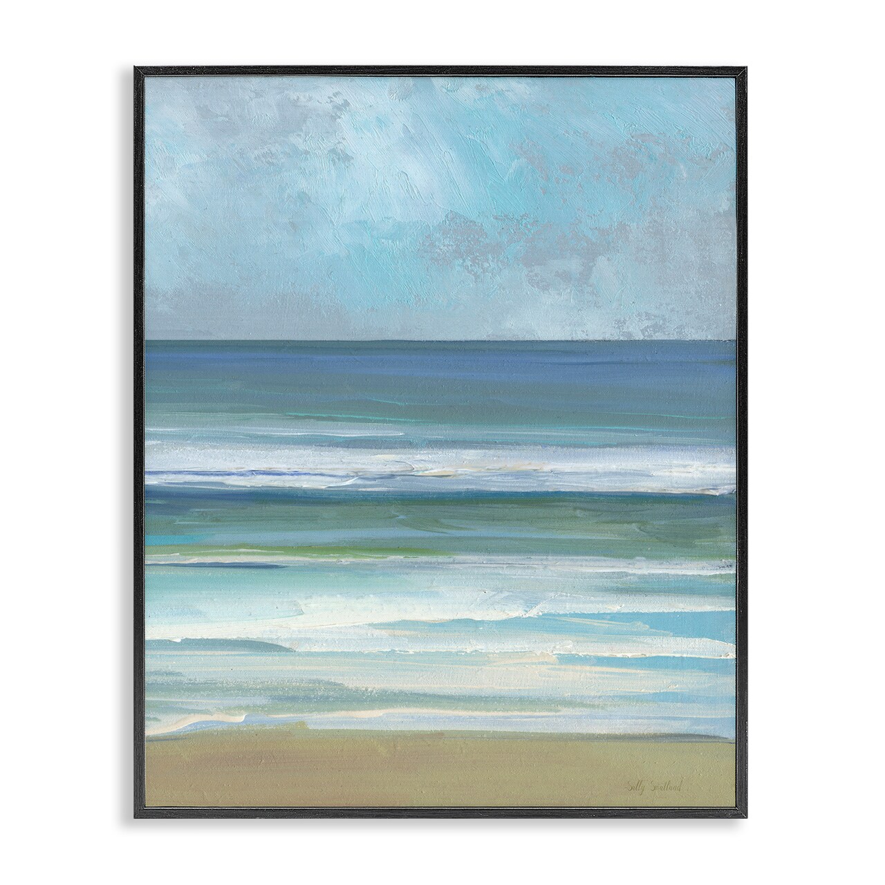 Stupell Industries Calming Blue Waves Impression Framed Giclee Design by Sally Swatland